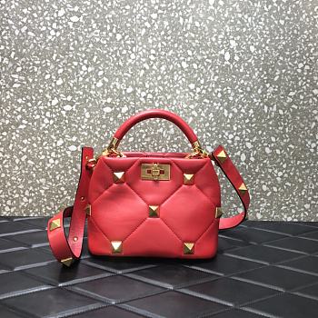 Valentino Small Roman Stud The Handle Bag In Nappa Red B0I97BSF 20×9×15cm