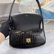 Balenciaga Woman's Ghost Sling Bag In Crocodile Leather Black 23x5x15cm - 3