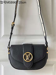 Louis Vuitton LV Pont 9 Soft MM Grained Calfskin Leather Black M58967 25x17.5x8cm - 5