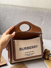 Burberry Mini Two-tone Canvas and Leather Pocket Bag Brown 23x7x18cm - 3