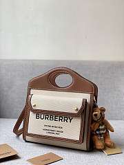 Burberry Mini Two-tone Canvas and Leather Pocket Bag Brown 23x7x18cm - 2