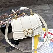 Dolce Gabbana DG Amore Bag In Calfskin Leather White BB6675 27x8x18cm - 1