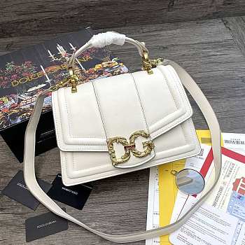 Dolce Gabbana DG Amore Bag In Calfskin Leather White BB6675 27x8x18cm