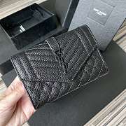 Ysl Small Monogram Envelope Walltet Grained Leather Black Metal 651026 13.5x9.5x3cm - 1