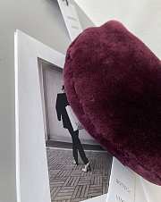 Bottega Veneta Velvet Shearling Bag Burgundy 680697 27x23x8cm - 2