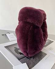 Bottega Veneta Velvet Shearling Bag Burgundy 680697 27x23x8cm - 3