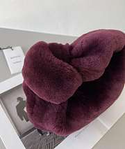 Bottega Veneta Velvet Shearling Bag Burgundy 680697 27x23x8cm - 4