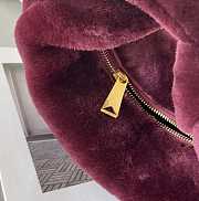 Bottega Veneta Velvet Shearling Bag Burgundy 680697 27x23x8cm - 6