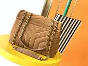 Ysl Loulou Small Bag In Y-Quilted Suede Cinnamon 4946991 25x17x9cm - 3