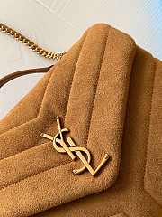 Ysl Loulou Small Bag In Y-Quilted Suede Cinnamon 4946991 25x17x9cm - 2