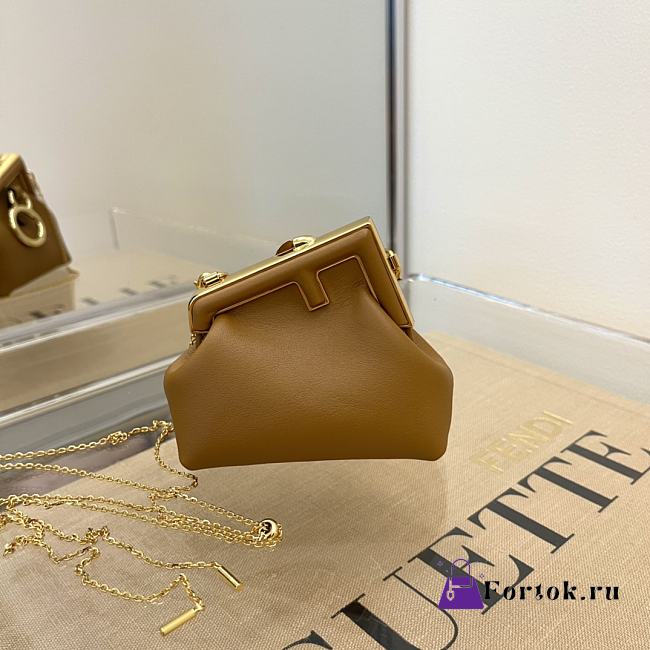 Fendi Nano First Charm Nappa Leather Brown 7AS051 11.5x5.5x10cm - 1
