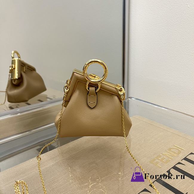 Fendi Nano First Charm Nappa Leather Tan 7AS051 11.5x5.5x10cm - 1