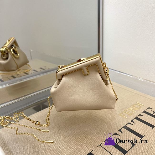 Fendi Nano First Charm Nappa Leather Light Beige 7AS051 11.5x5.5x10cm - 1