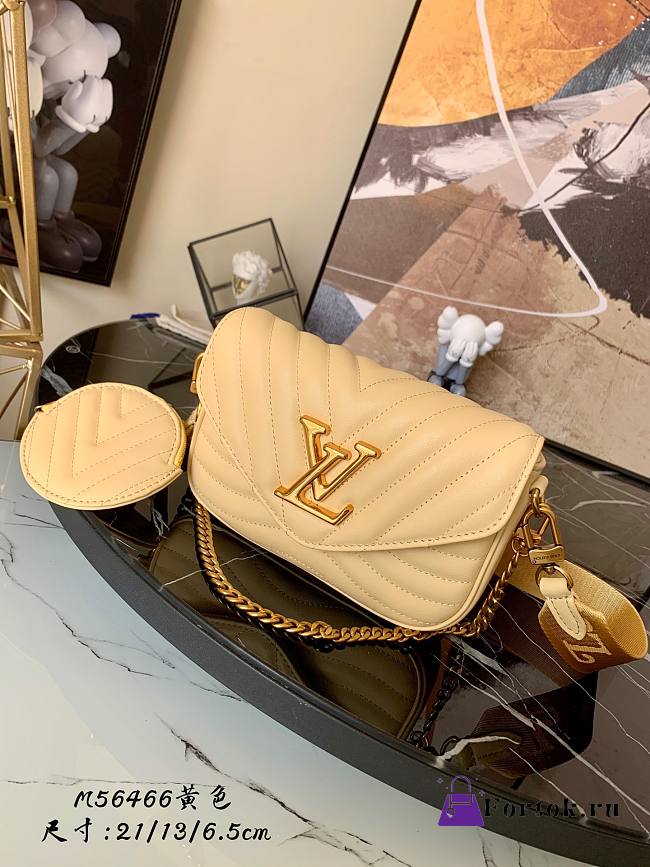 Louis Vuitton New Wave Multi Pochette Quilted Leather Light Yellow M57942 21x13x6.5cm - 1
