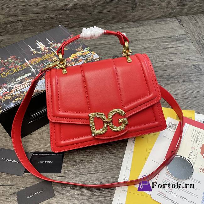 Dolce Gabbana DG Amore Bag In Calfskin Leather Red BB6675 27x8x18cm - 1