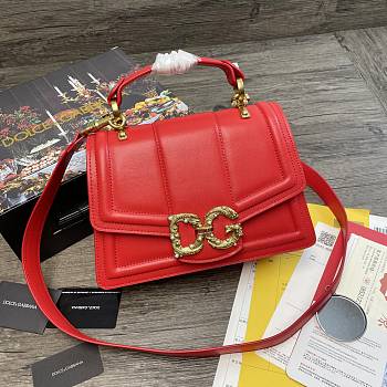 Dolce Gabbana DG Amore Bag In Calfskin Leather Red BB6675 27x8x18cm