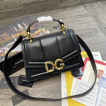 Dolce Gabbana DG Amore Bag In Calfskin Leather Black BB6675 27x8x18cm