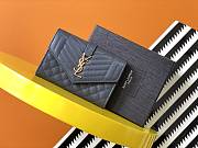 Ysl Small Monogram Envelope Walltet Grained Leather Dark Blue 651026 13.5x9.5x3cm - 1