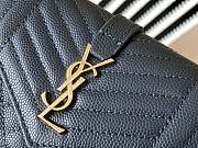 Ysl Small Monogram Envelope Walltet Grained Leather Dark Blue 651026 13.5x9.5x3cm - 4