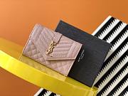 Ysl Small Monogram Envelope Walltet Grained Leather Pink 651026 13.5x9.5x3cm - 1