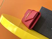 Ysl Small Monogram Envelope Walltet Grained Leather Red 651026 13.5x9.5x3cm - 6