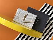 Ysl Small Monogram Envelope Walltet Grained Leather White 651026 13.5x9.5x3cm - 1