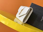 Ysl Small Monogram Envelope Walltet Grained Leather White 651026 13.5x9.5x3cm - 2