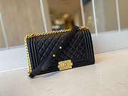 Chanel Boy Bag Grained Calfskin Golden Metal Black A67086 25cm - 1