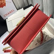 Chanel Medium Boy Bag Chevron Gold-tone Metal Grained Leather Peach A67086 25cm - 4