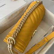 Chanel Medium Boy Bag Chevron Gold-tone Metal Grained Leather Mustard Yellow A67086 25cm - 5