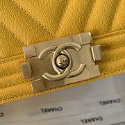 Chanel Medium Boy Bag Chevron Gold-tone Metal Grained Leather Mustard Yellow A67086 25cm - 4