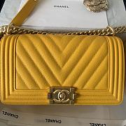 Chanel Medium Boy Bag Chevron Gold-tone Metal Grained Leather Mustard Yellow A67086 25cm - 2