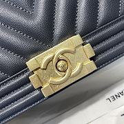 Chanel Medium Boy Bag Chevron Gold-tone Metal Grained Leather Dark Gray A67086 25cm - 6