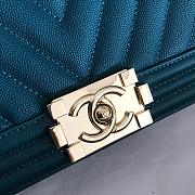 Chanel Medium Boy Bag Chevron Gold-tone Metal Grained Leather Teal A67086 25cm - 2