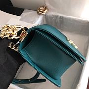 Chanel Medium Boy Bag Chevron Gold-tone Metal Grained Leather Teal A67086 25cm - 3