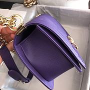 Chanel Medium Boy Bag Chevron Gold-tone Metal Grained Leather Purple A67086 25cm - 2