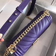 Chanel Medium Boy Bag Chevron Gold-tone Metal Grained Leather Purple A67086 25cm - 3