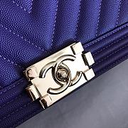Chanel Medium Boy Bag Chevron Gold-tone Metal Grained Leather Purple A67086 25cm - 4