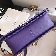 Chanel Medium Boy Bag Chevron Gold-tone Metal Grained Leather Purple A67086 25cm - 6