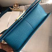 Chanel Medium Boy Bag Chevron Gold-tone Metal Grained Leather Ocean Blue A67086 25cm - 3