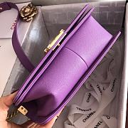 Chanel Medium Boy Bag Chevron Gold-tone Metal Grained Leather Light Purple A67086 25cm - 3