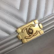 Chanel Medium Boy Bag Chevron Gold-tone Metal Grained Leather Light Gray A67086 25cm - 2