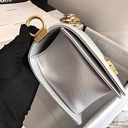 Chanel Medium Boy Bag Chevron Gold-tone Metal Grained Leather Light Gray A67086 25cm - 4