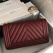 Chanel Medium Boy Bag Chevron Gold-tone Metal Grained Leather Burgundy A67086 25cm - 2