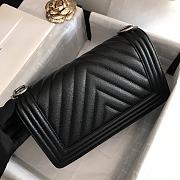 Chanel Medium Boy Bag Chevron Black-tone Metal Grained Leather Black A67086 25cm - 4