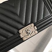 Chanel Medium Boy Bag Chevron Black-tone Metal Grained Leather Black A67086 25cm - 6
