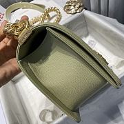 Chanel Medium Boy Bag Classic Gold-tone Metal Grained Leather Olive Green A67086 25cm - 3