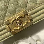 Chanel Medium Boy Bag Classic Gold-tone Metal Grained Leather Olive Green A67086 25cm - 6