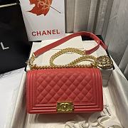 Chanel Medium Boy Bag Classic Gold-tone Metal Grained Leather Peach A67086 25cm - 1