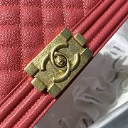 Chanel Medium Boy Bag Classic Gold-tone Metal Grained Leather Peach A67086 25cm - 3